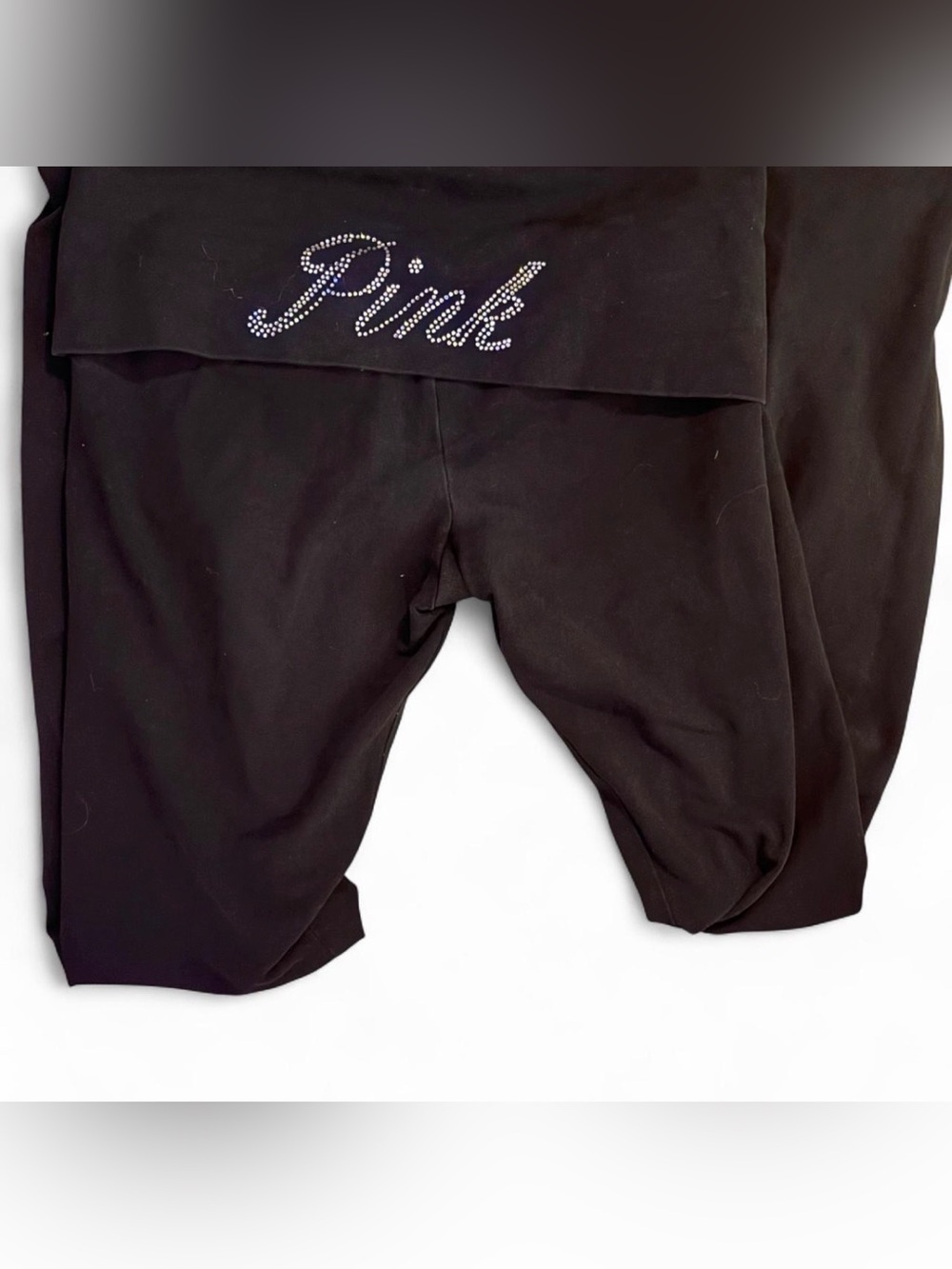 PINK Victoria's Secret Black Leggings with Rhinestone Script